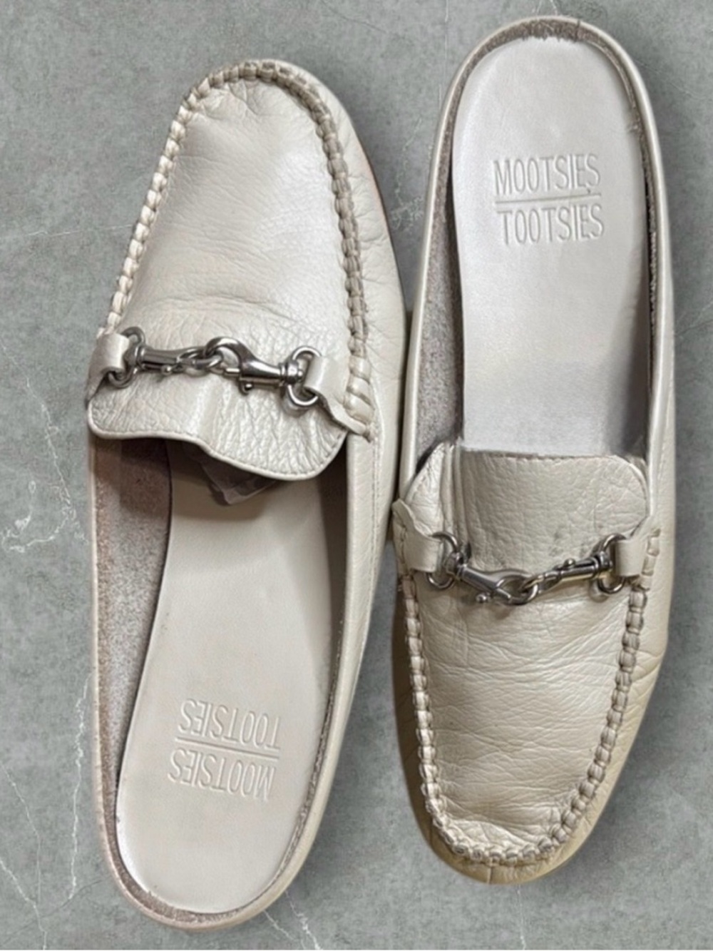 Leather Loafer Slip On Staple Mule Flats Sz7.5